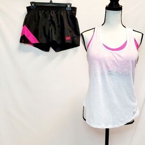 Athleisure Activewear Top Sports Bra & Shorts 3pc Outfit Set